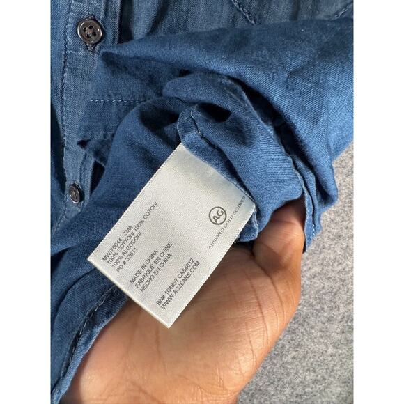 Adriano Goldschmied Top Women S Long Sleeve‎ Button Front Denim Chambray Western - Picture 3 of 7